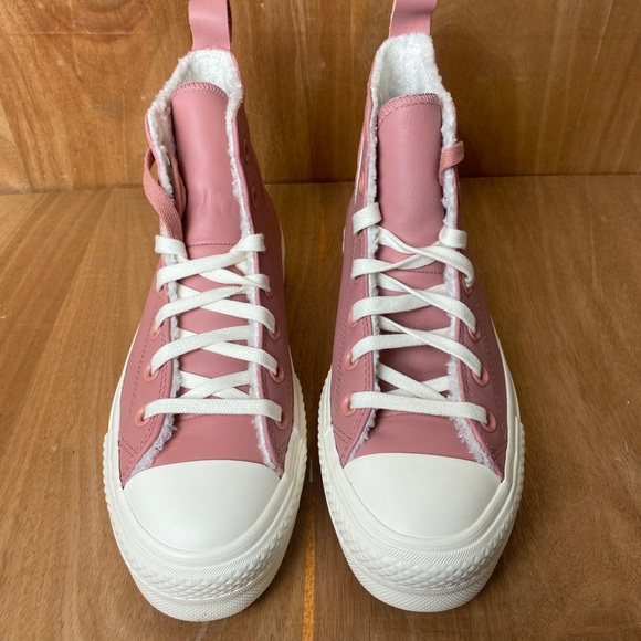 Converse CTAS Hi Lift Lined Leather Rust Pink Platform Sneakers A04256C NWT - Picture 2 of 6